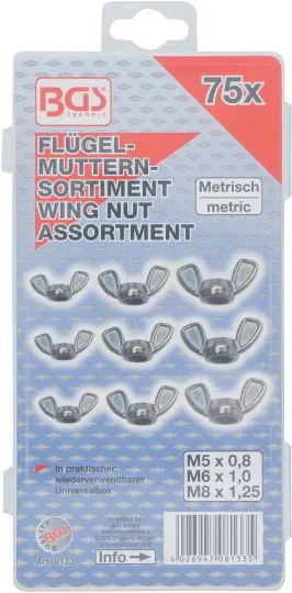 Flügelmuttern-Sortiment, 75-tlg.