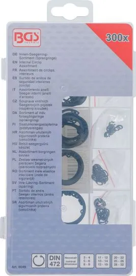 Innen-Seegerring (Sprengring) -Sortiment, 3-32 mm, 300-tlg.