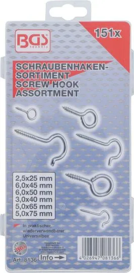 Schraubhaken-Sortiment, 151-tlg.