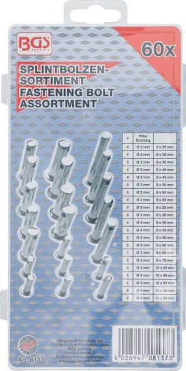 Sicherungsbolzen-Sortiment, 60-tlg.
