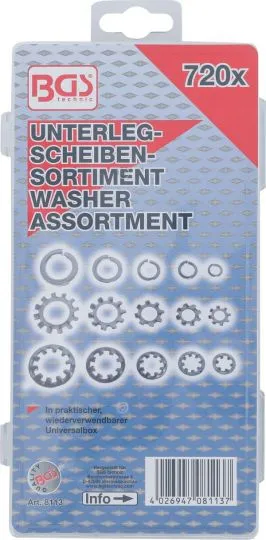 Unterlegscheiben-Sortiment, 720-tlg.