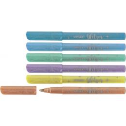 6 Glitzerfasermalstifte in pastell